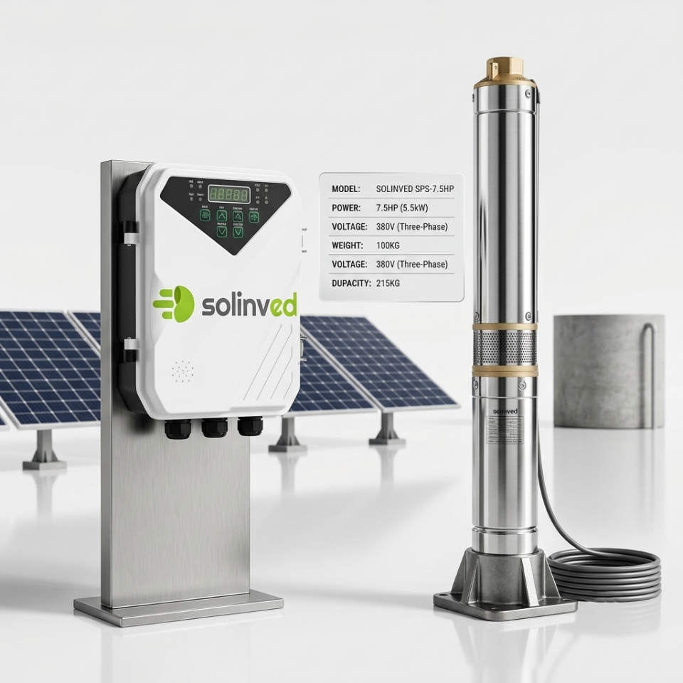 Solinved 1500W 96V DC Dalgıç Su Pompası | 13 Ton/Saat | 60 Metre Basma | 4 İnç Solar Kuyu Pompası