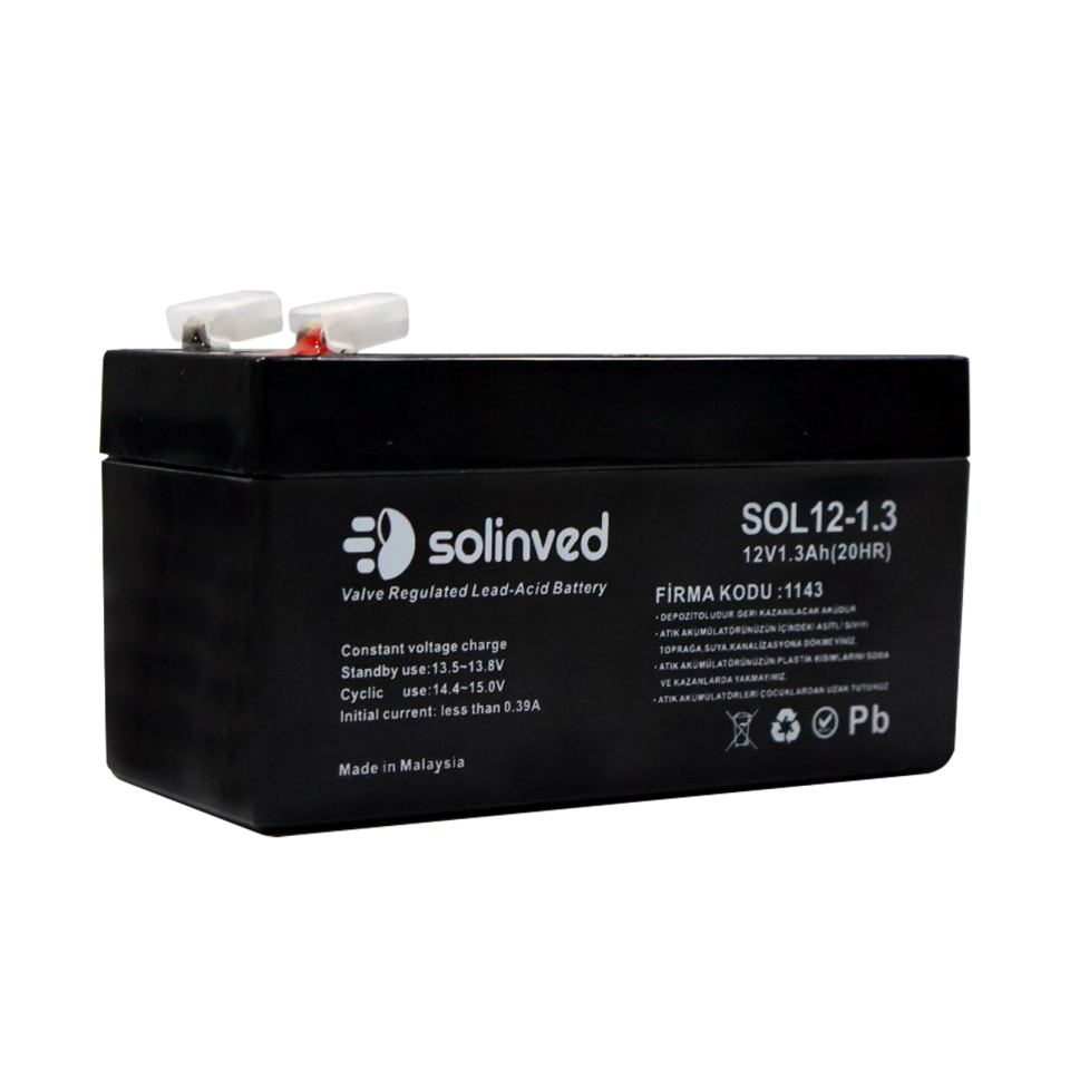 Solinved 12V 1.3AH Kuru Tip Akü