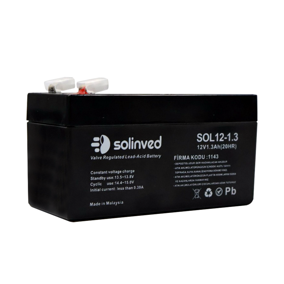 Solinved 12V 1.3AH Kuru Tip Akü