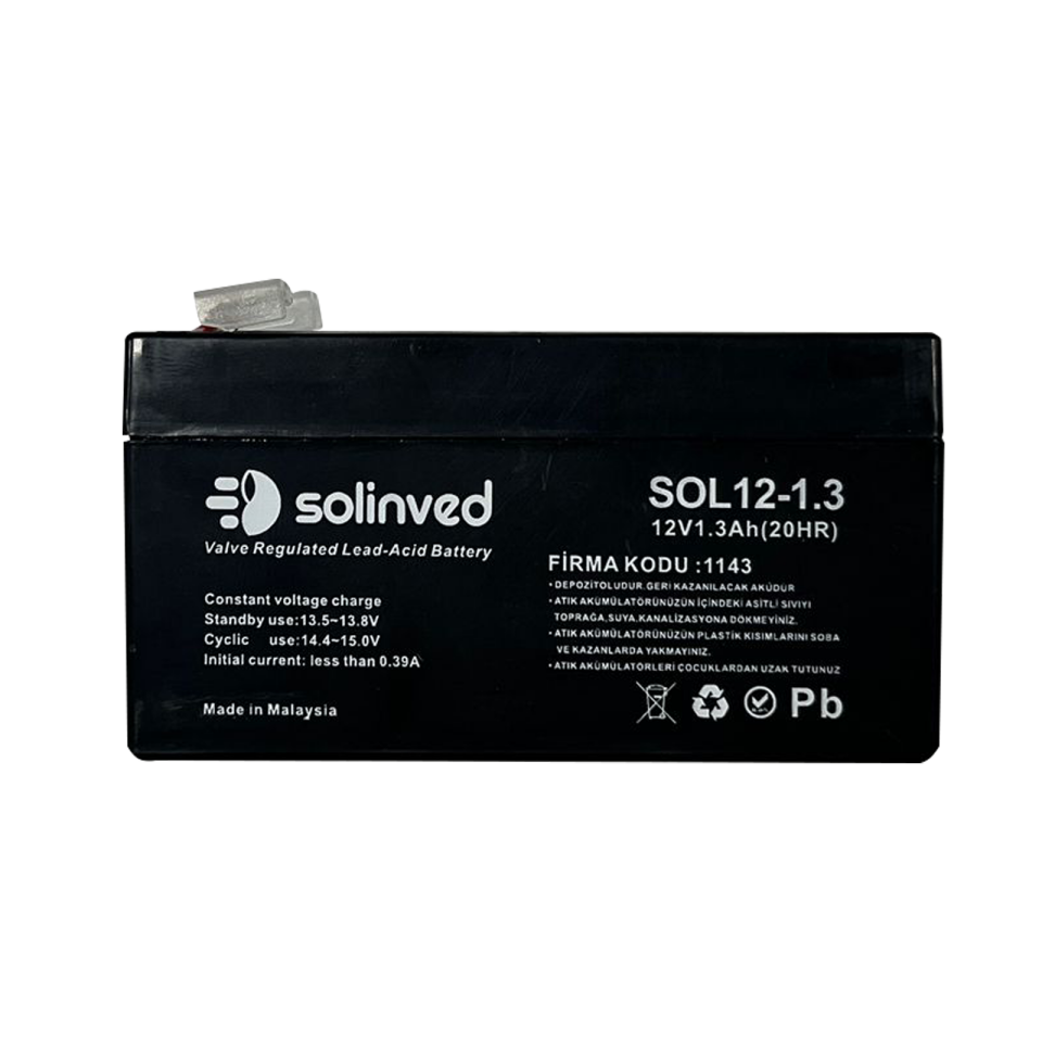 Solinved 12V 1.3AH Kuru Tip Akü