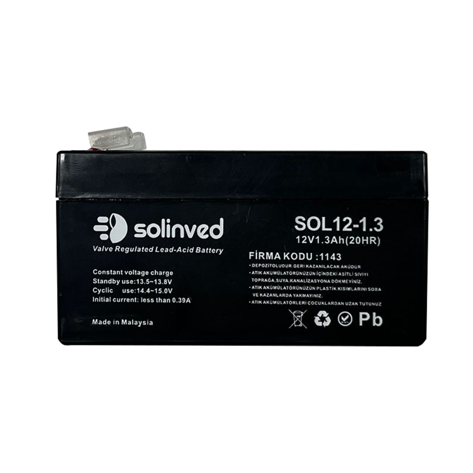 Solinved 12V 1.3AH Kuru Tip Akü