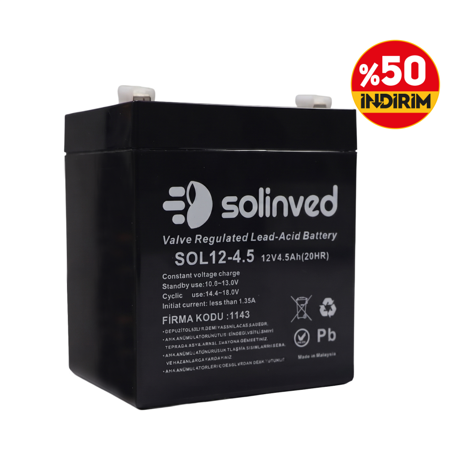 Solinved 12V 4.5AH Kuru Tip Akü