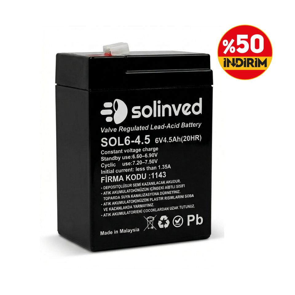 Solinved 6V 4.5AH Kuru Tip Akü
