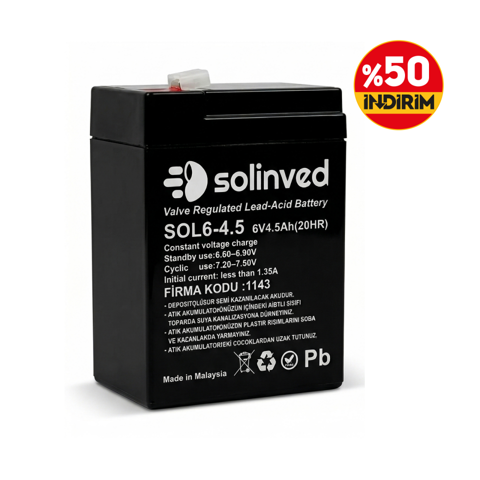 Solinved 6V 4.5AH Kuru Tip Akü