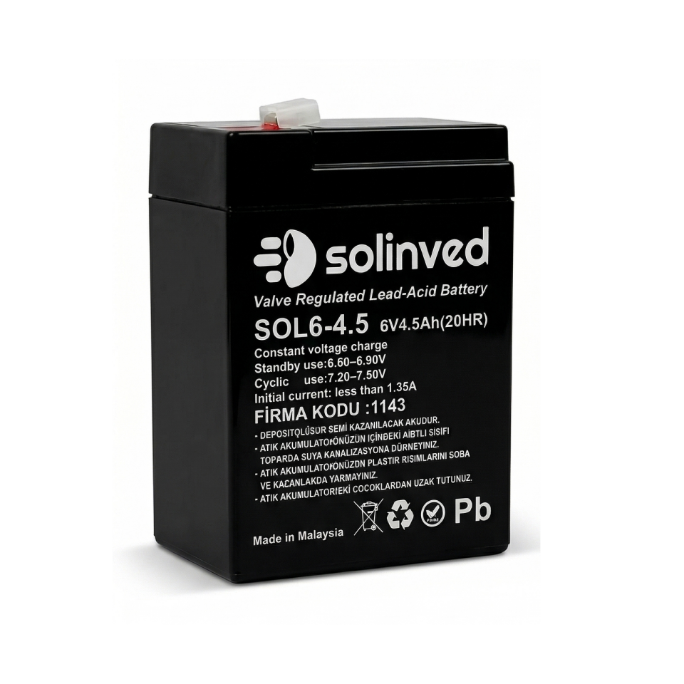 Solinved 6V 4.5AH Kuru Tip Akü