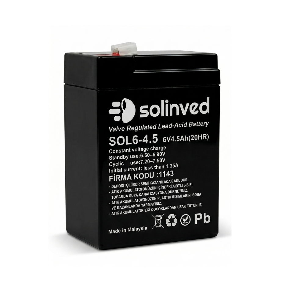 Solinved 6V 4.5AH Kuru Tip Akü