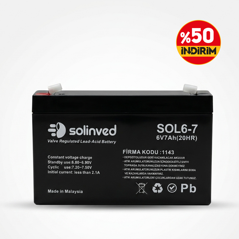 Solinved 6V 7AH Kuru Tip Akü