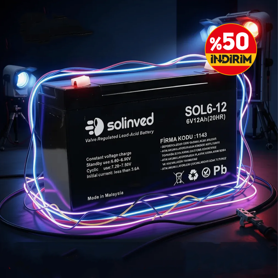 Solinved 6V 12AH Kuru Tip Akü