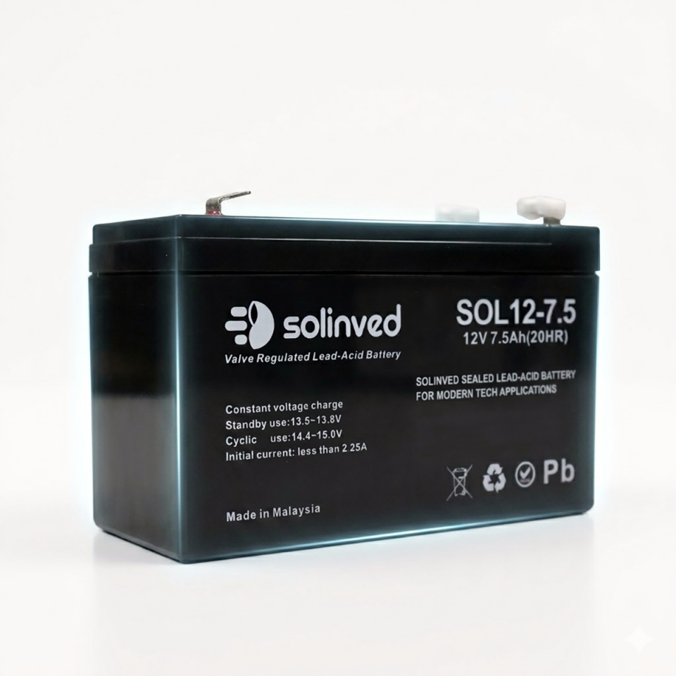 Solinved 12V 7.5AH Kuru Tip Akü