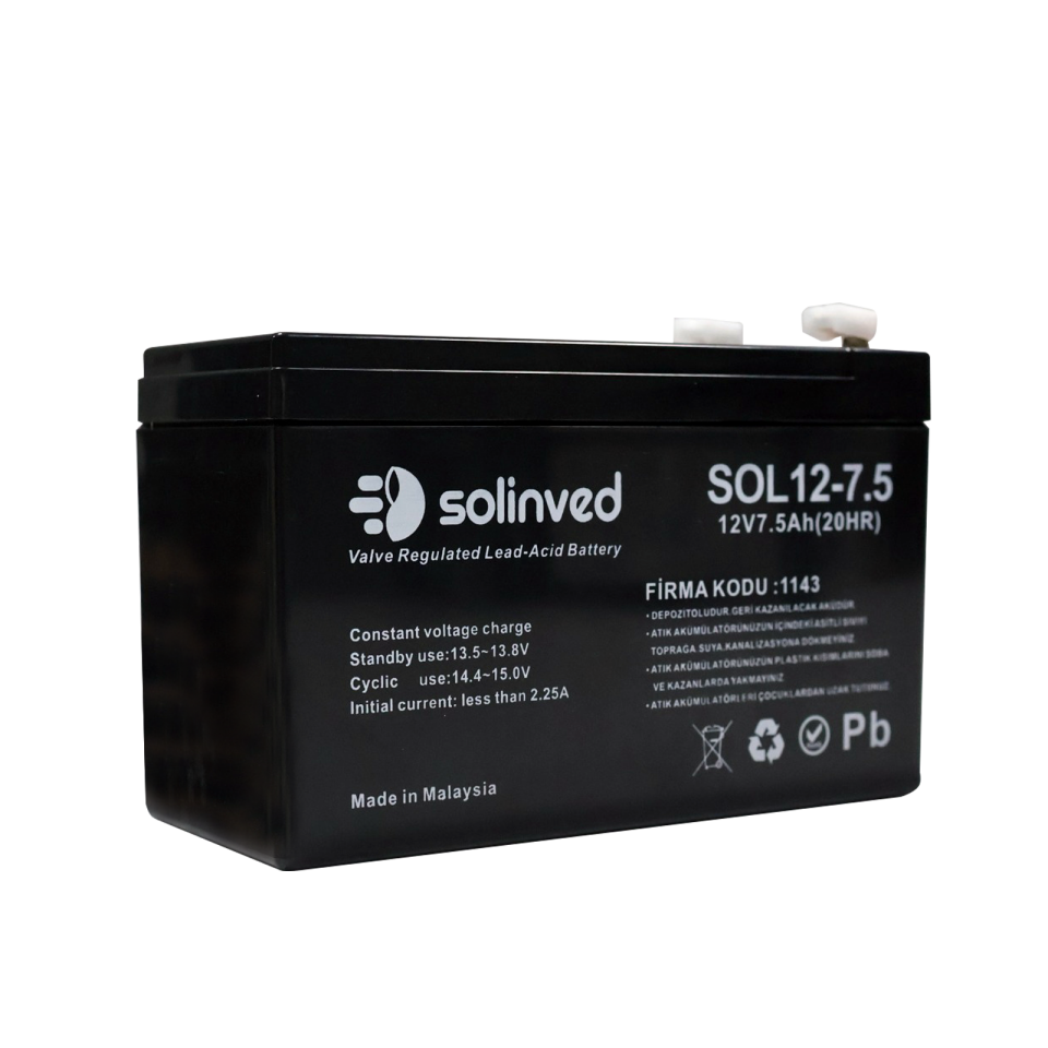 Solinved 12V 7.5AH Kuru Tip Akü