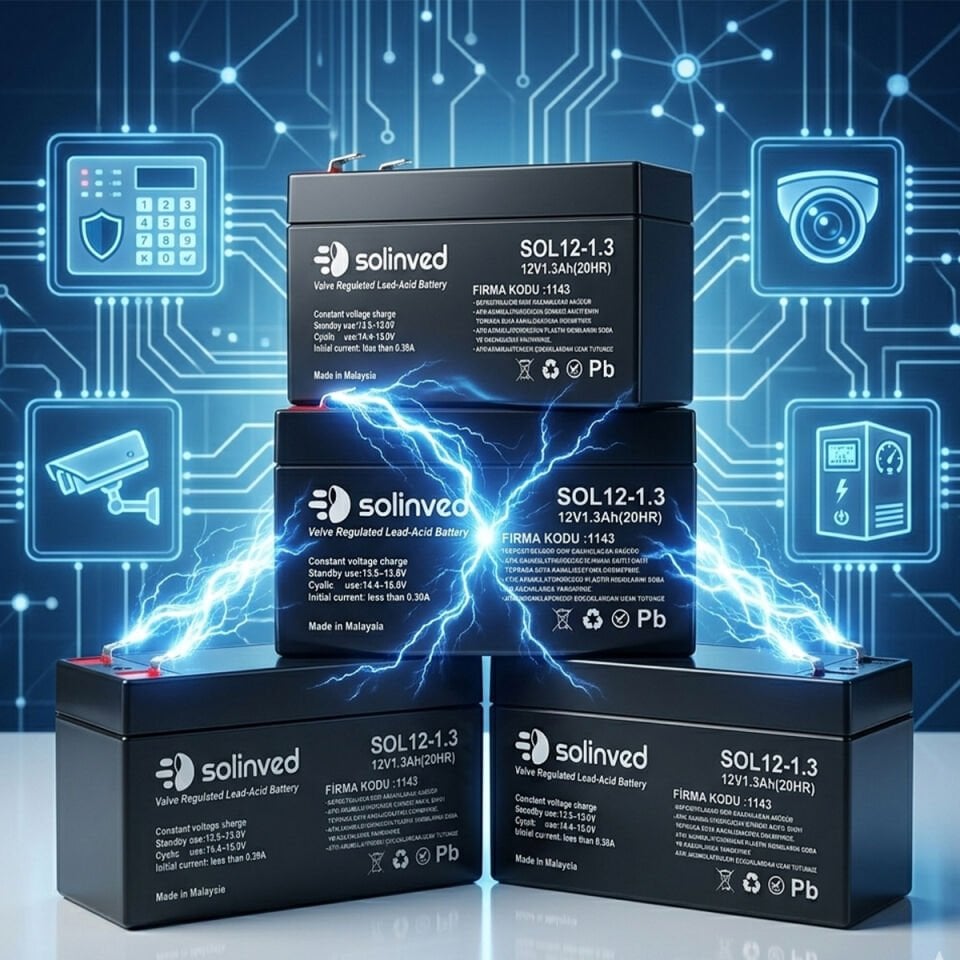 Solinved 12V 1.3Ah Kuru Tip Akü 4 Adet