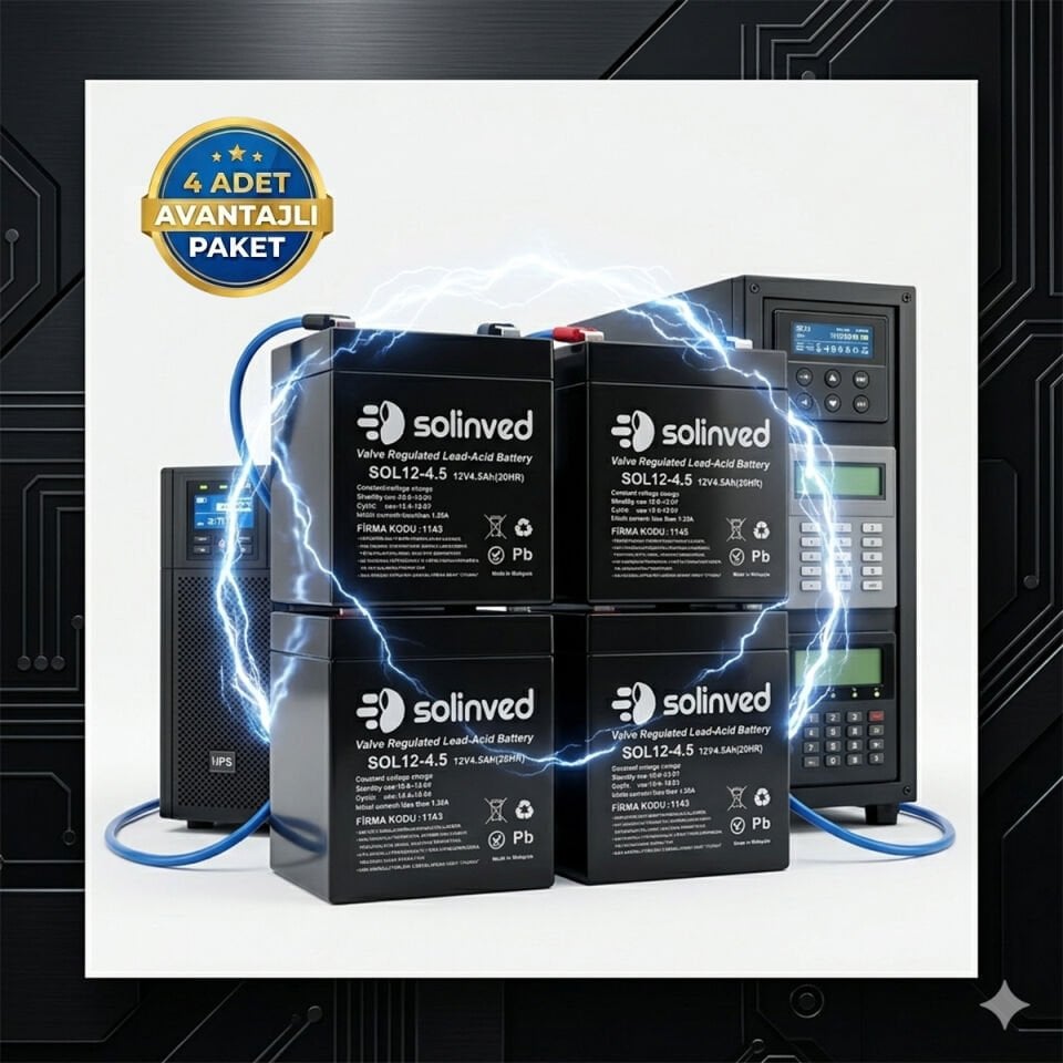 Solinved 12V 4.5Ah Kuru Tip Akü 4 Adet