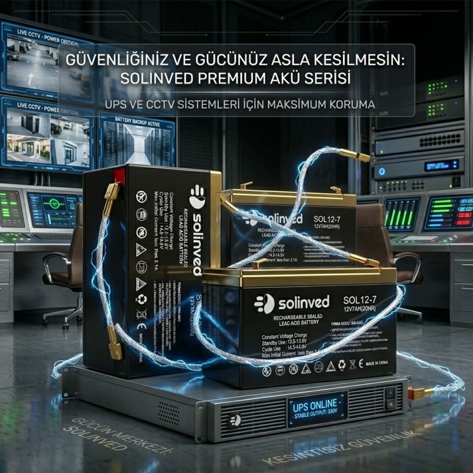 Solinved 12V 7AH Premium Kuru Tip Akü 4'lü Paket