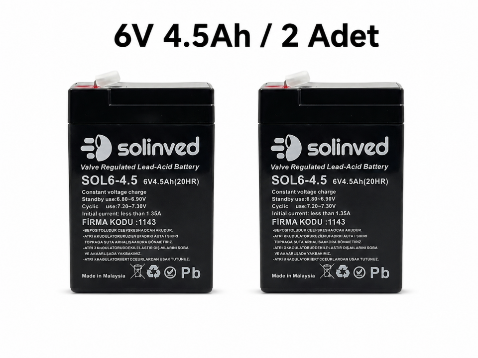 Solinved 6V 4.5AH Kuru Tip Akü (2 Adet)