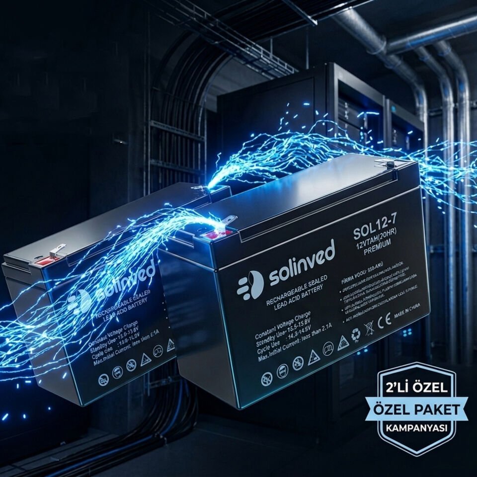 Solinved 12V 7Ah Premium Kuru Tip Akü 2’li Paket