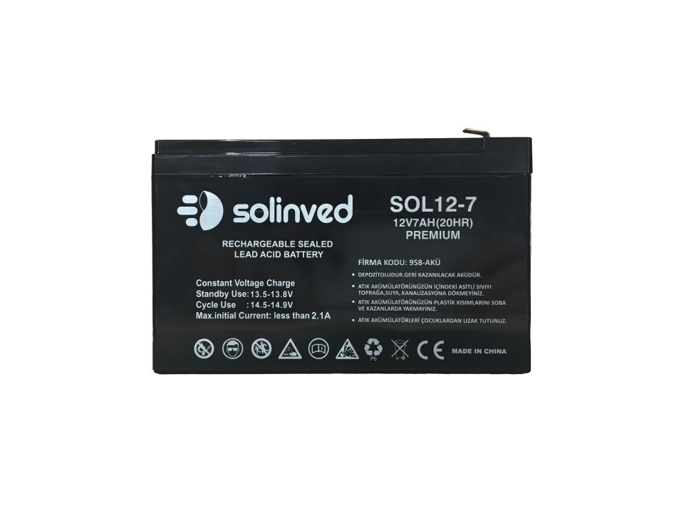 Solinved 12V 7Ah Premium Kuru Tip Akü 2’li Paket