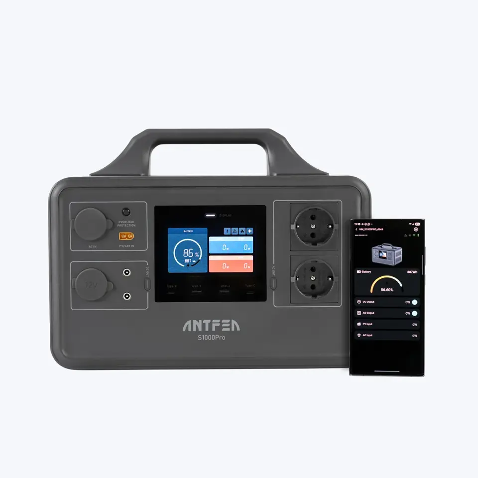Antfea S1000Pro 1000W Taşınabilir Güç Sistemi + 250W Taşınabilir Güneş Paneli