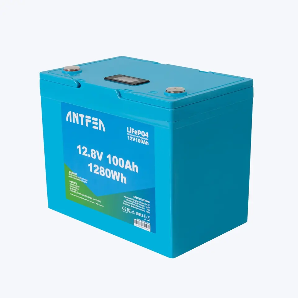 Antfea 12.8V 100Ah Mavi ABS Lityum Akü + 100W Esnek Güneş Paneli