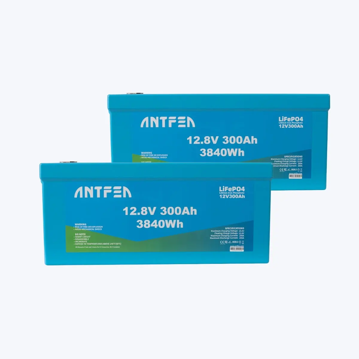 Antfea 12.8V 300Ah ABS Lityum Akü Akıllı Ekran LiFePO4 – 2 Adet