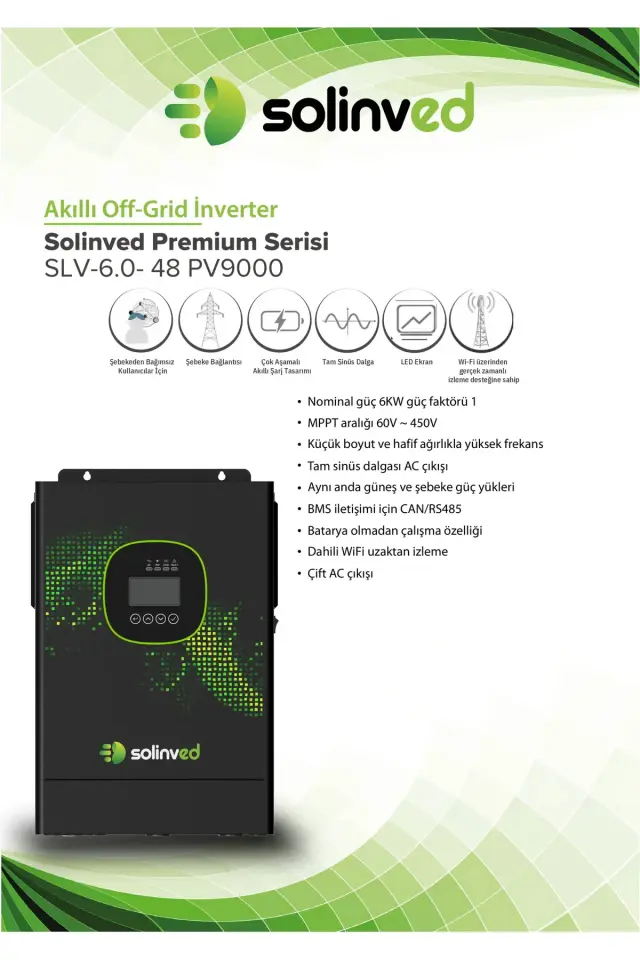 Solinved 6.0 kW 48V Gordion Serisi MPPT Off-Grid Inverter