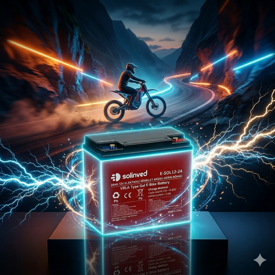 Solinved 12V 24Ah VRLA Tip Elektrikli Bisiklet Aküsü Premium