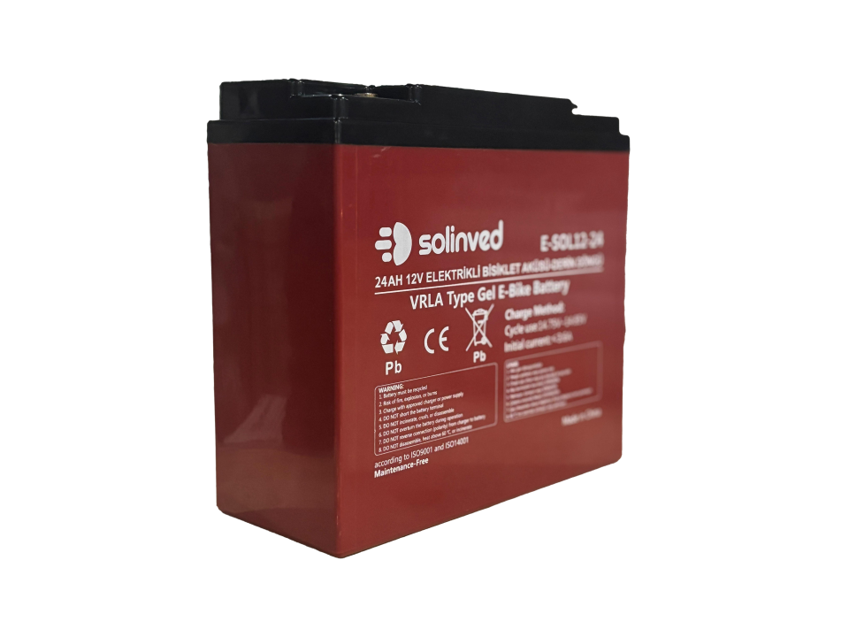 Solinved 12V 24Ah VRLA Tip Elektrikli Bisiklet Aküsü Premium