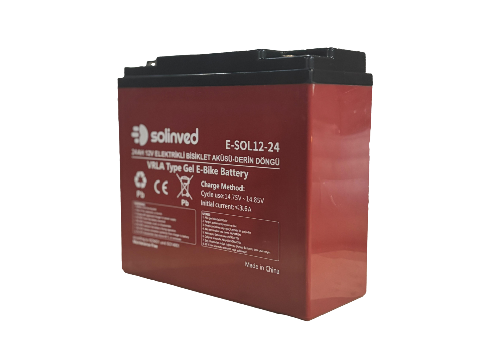 Solinved 12V 24Ah VRLA Tip Elektrikli Bisiklet Aküsü Premium
