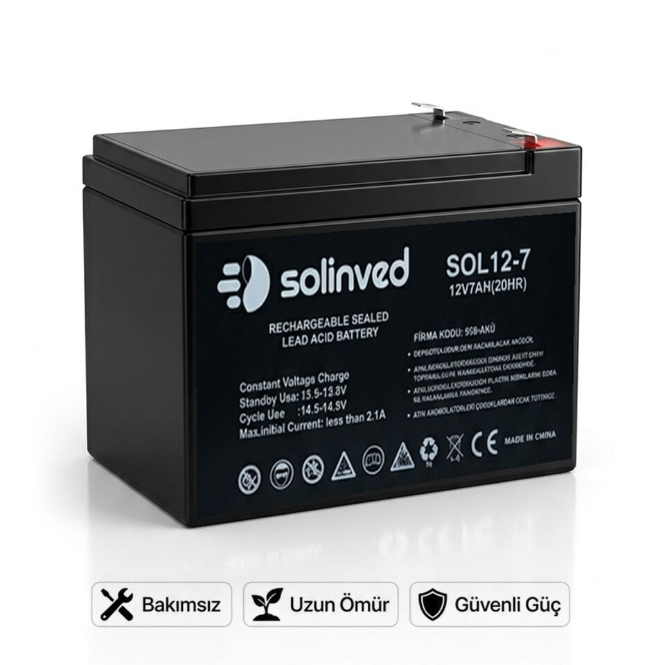 Solinved 12V 7AH Kuru Tip Akü