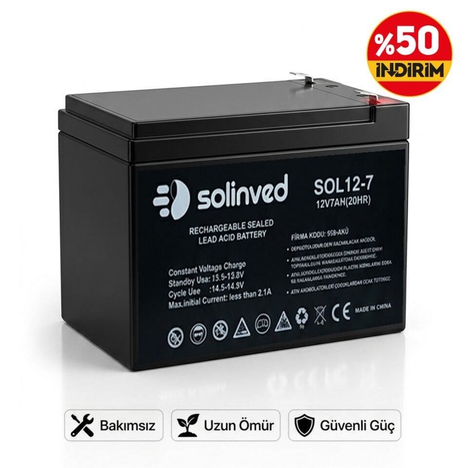 Solinved 12V 7AH Kuru Tip Akü