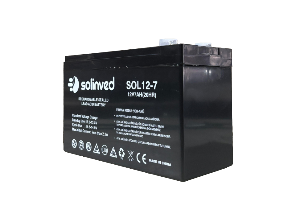 Solinved 12V 7AH Ups ve Alarm Aküsü