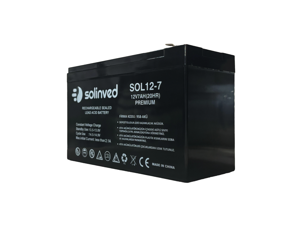 Solinved 12V 7AH Kuru Tip Akü (Premium)