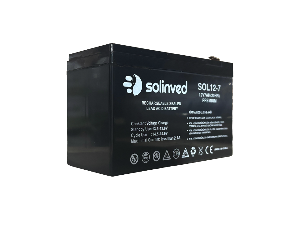 Solinved 12V 7AH Kuru Tip Akü (Premium)
