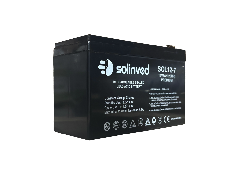 Solinved 12V 7AH Kuru Tip Akü (Premium)