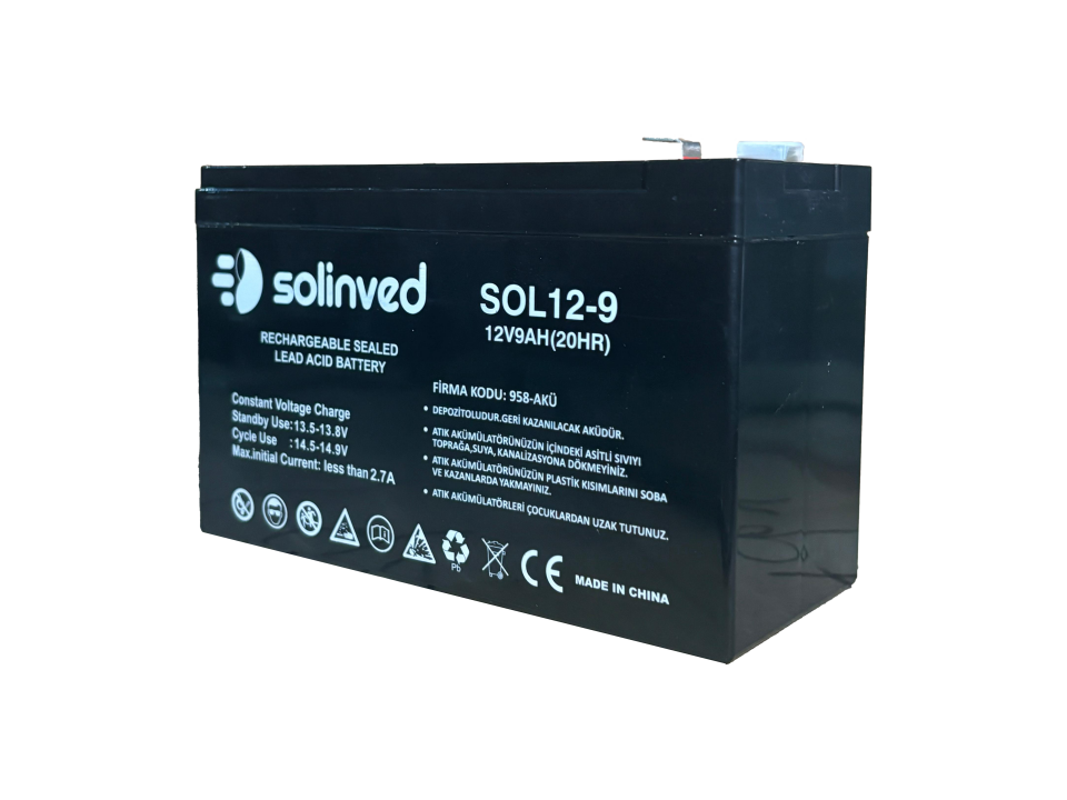 Solinved 12V 9AH Kuru Tip Akü