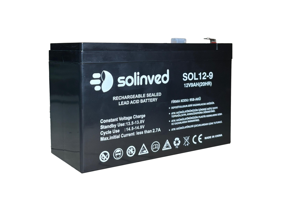 Solinved 12V 9AH Ups Ve Alarm Aküsü