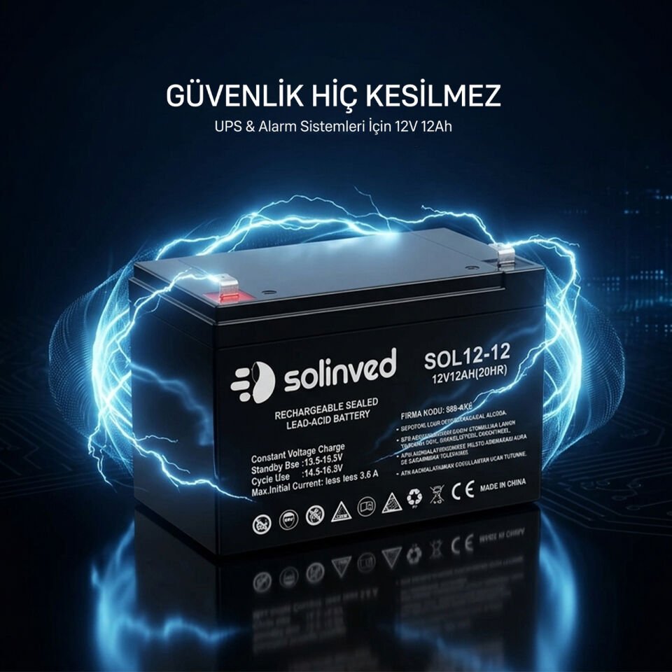Solinved 12V 12AH Kuru Tip Akü