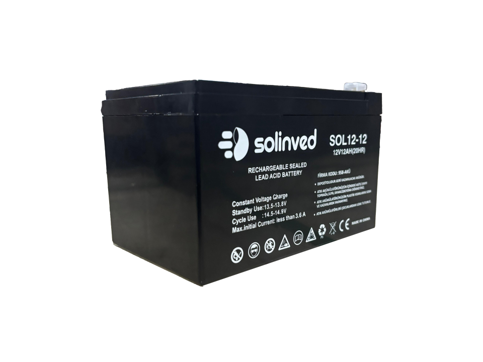 Solinved 12V 12AH Ups ve Alarm Aküsü