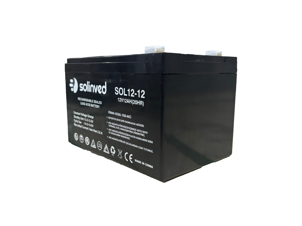 Solinved 12V 12AH Ups ve Alarm Aküsü
