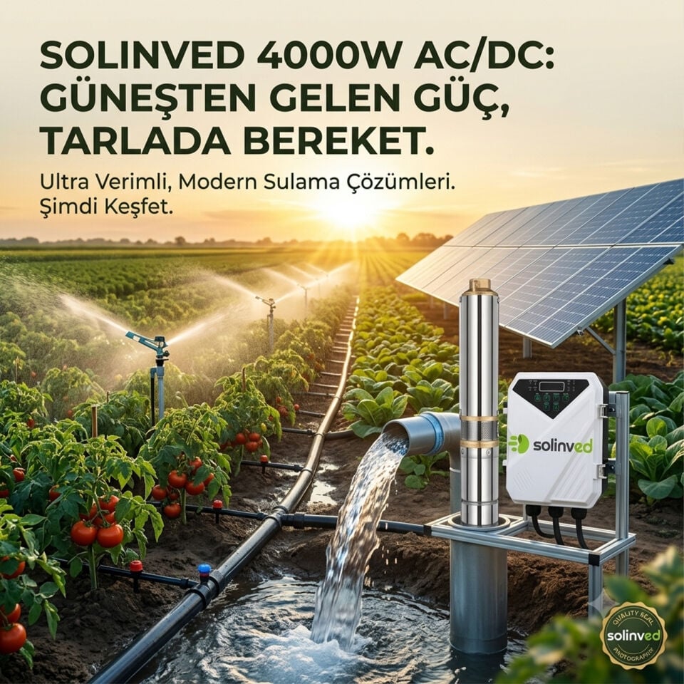 Solinved 4000W AC/DC Solar Dalgıç Pompa 4-6 İnç | 30 m³/Saat | 100 m Basma | 3 İnç Çıkış