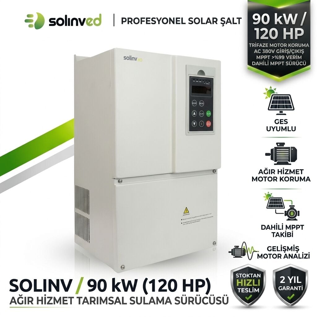 Solinved 90 kW 120 HP Trifaze Solar Pompa Sürücüsü