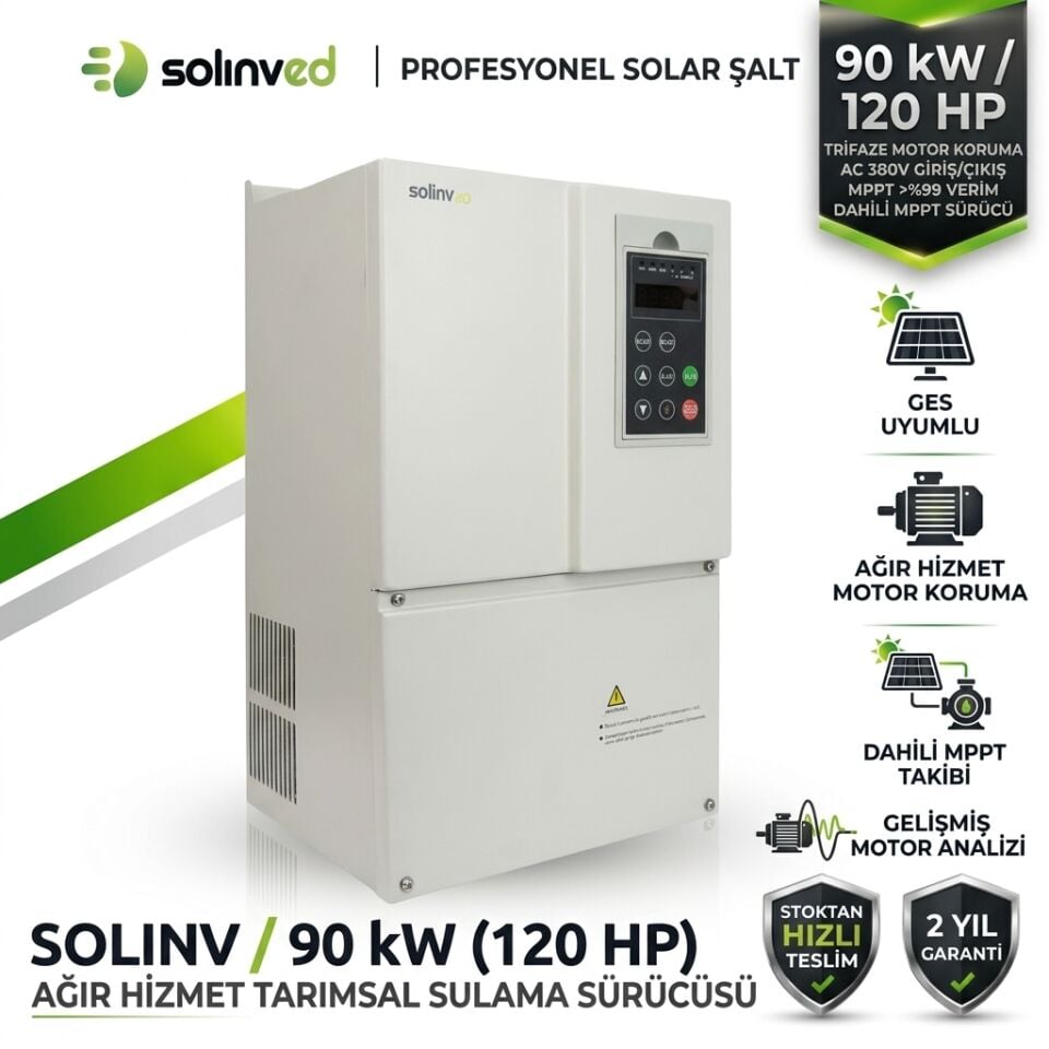 Solinved 90 kW 120 HP Trifaze Solar Pompa Sürücüsü