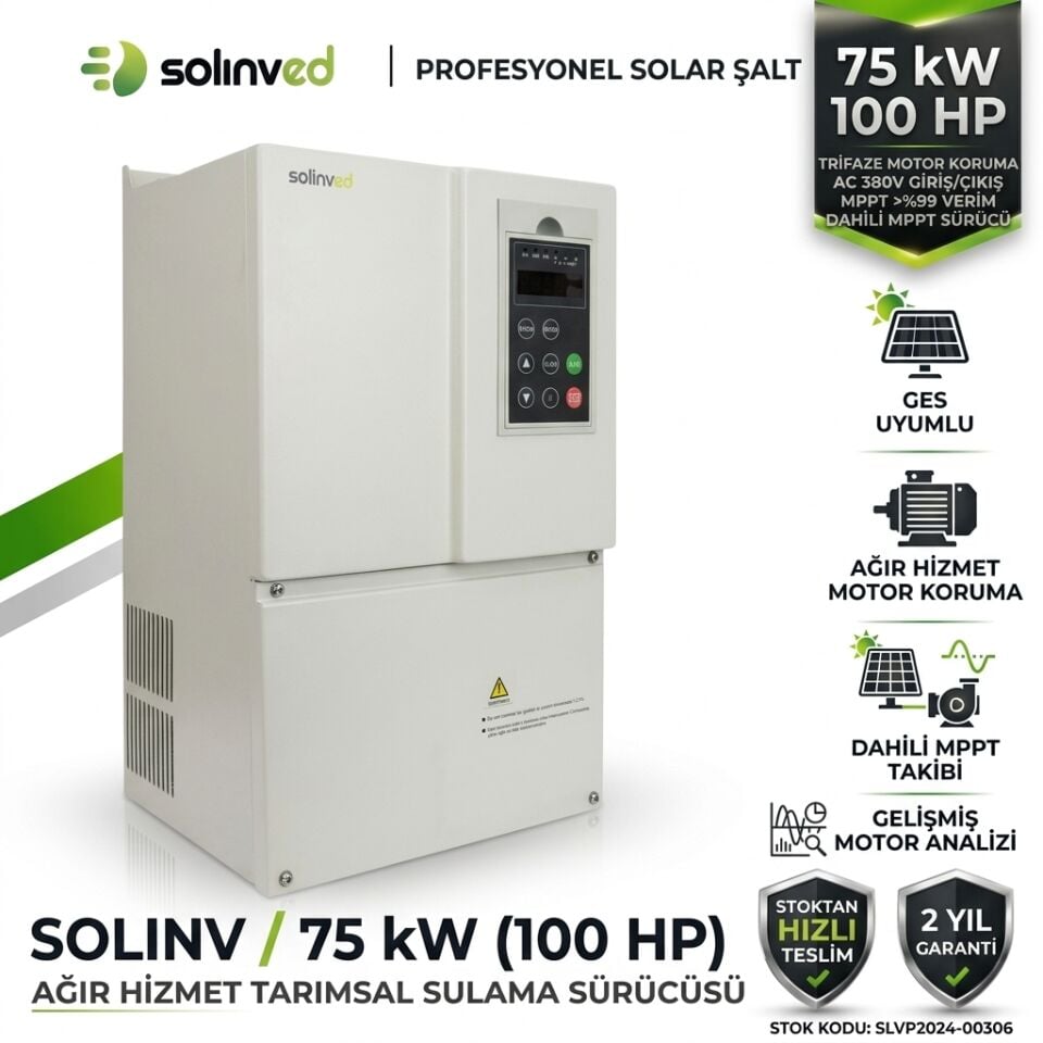 Solinved 75 kW 100 HP Trifaze Solar Pompa Sürücüsü