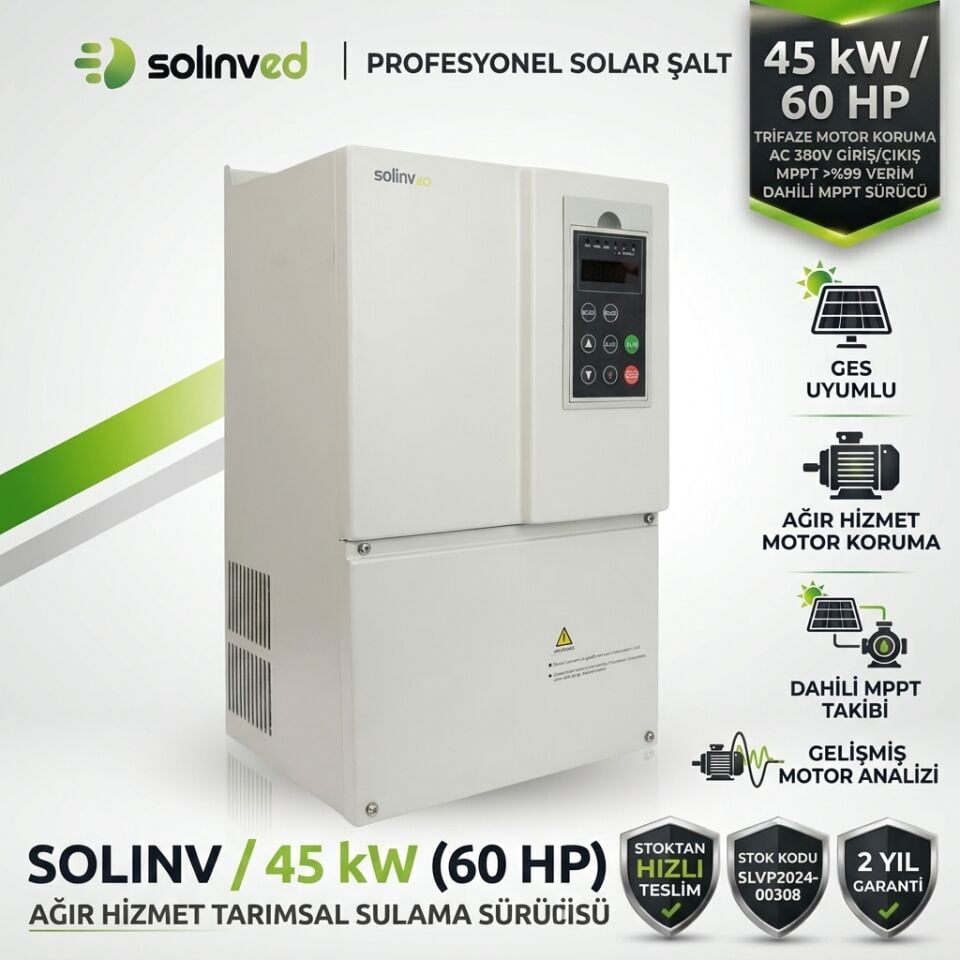 Solinved 45 kW 60 HP Trifaze Solar Pompa Sürücüsü