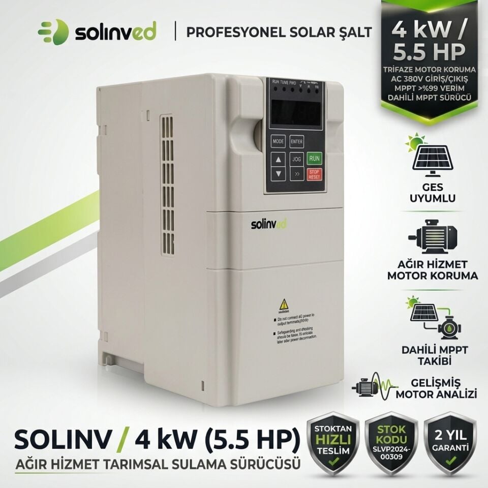 Solinved 4 kW 5.5 HP Trifaze Solar Pompa Sürücüsü