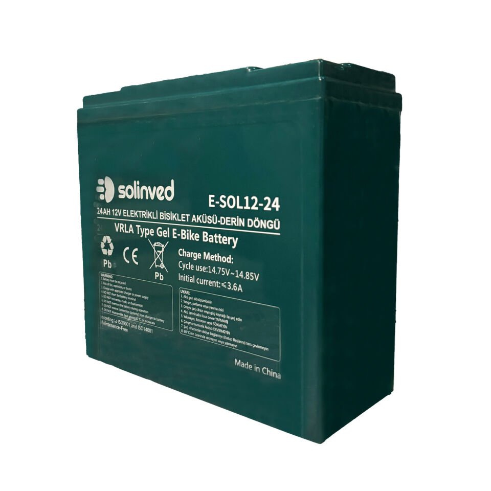 Solinved 12V 24AH VRLA Tipi Elektrikli Bisiklet Aküsü