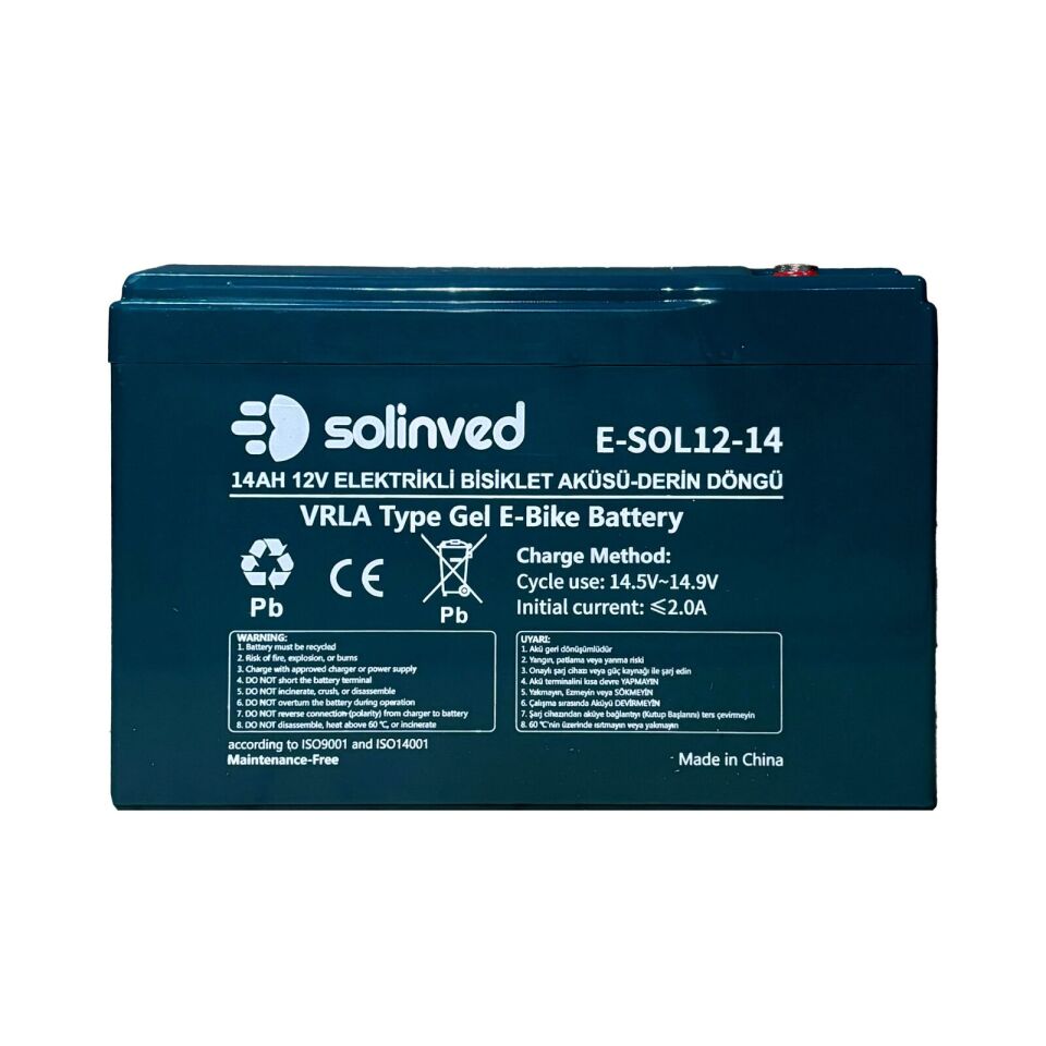 Solinved 12V 14AH VRLA Tipi Elektrikli Bisiklet Aküsü 4'lü Paket