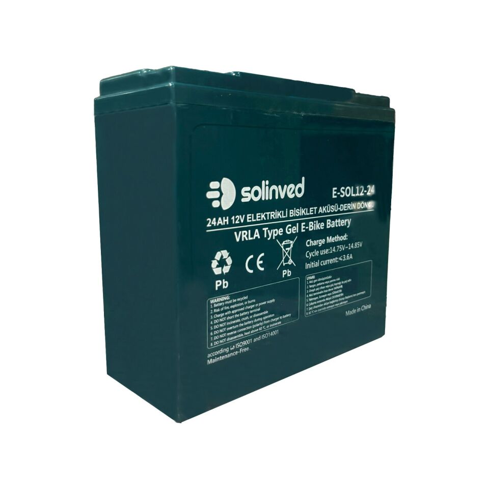 Solinved 12V 24AH VRLA Tipi Elektrikli Bisiklet Aküsü 5'li Paket