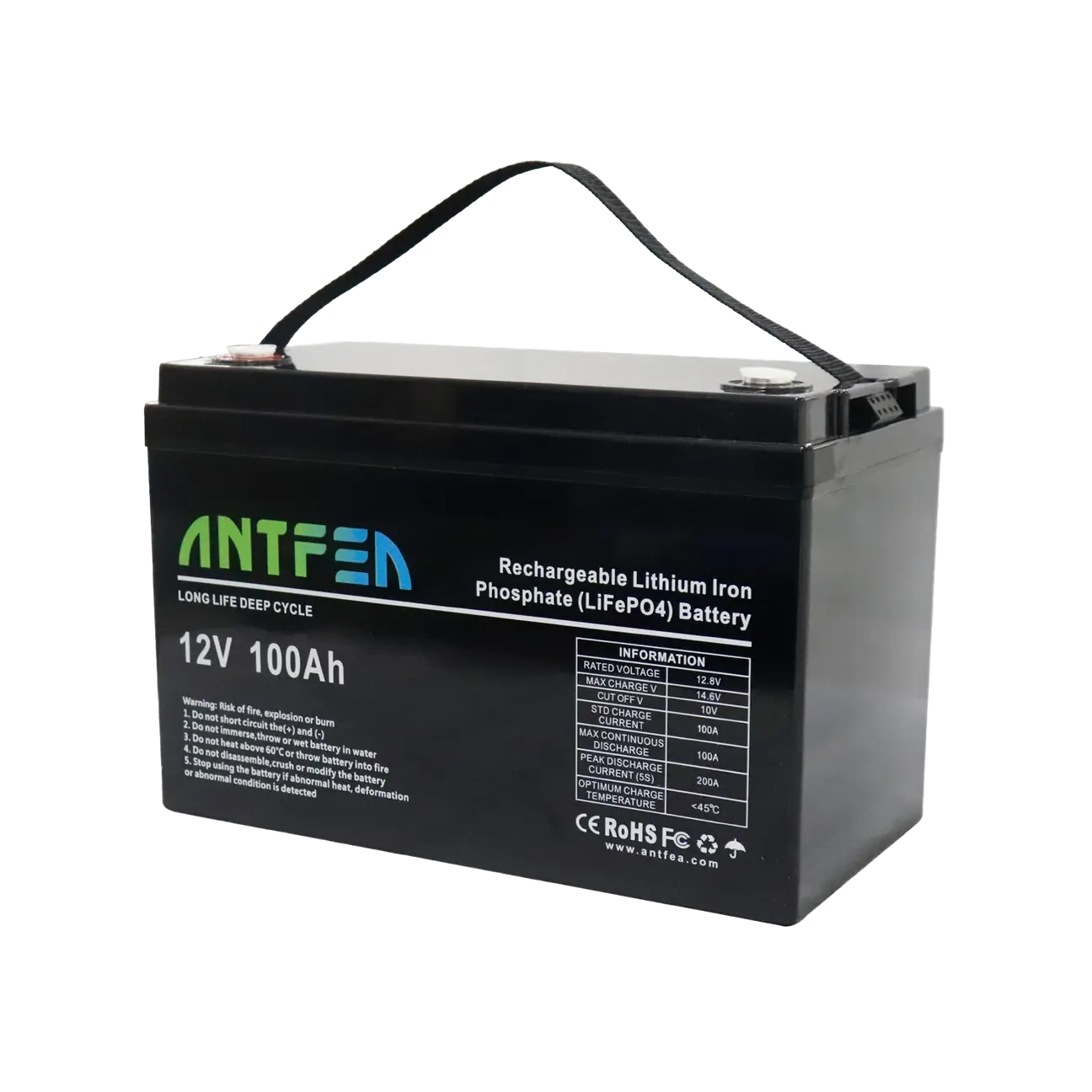 Antfea 12.8V 100Ah ABS Lityum Akü LiFePO4