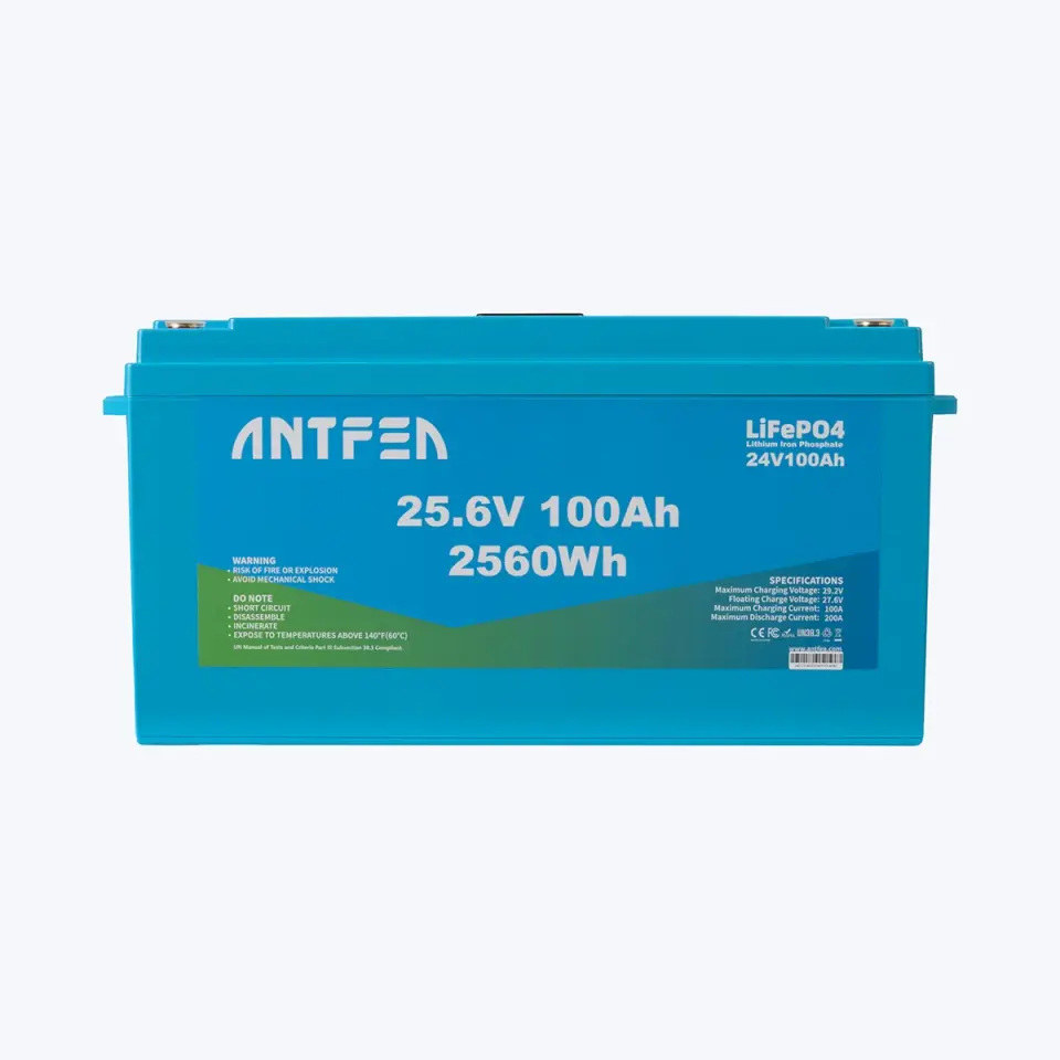 Antfea 25.6V 100Ah Akıllı Ekranlı Bluetooth LiFePO4 Lityum Akü